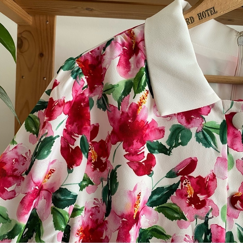 Alexia Admor Pink Floral Summer Garden Emery Dress Size 14 - Picture 8 of 16